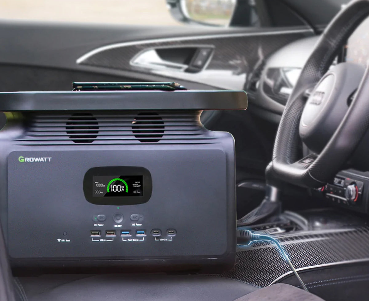 Die tragbare Powerstation durch den Auto-Anschluss aufladen